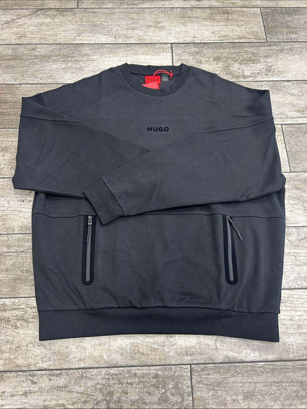 100% Authentic Hugo by Hugo Boss Red Men's Black Crewneck Sweatshirt NWT